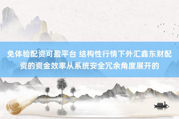 免体验配资可盈平台 结构性行情下外汇鑫东财配资的资金效率从系统安全冗余角度展开的