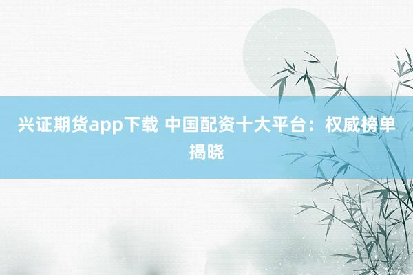 兴证期货app下载 中国配资十大平台：权威榜单揭晓