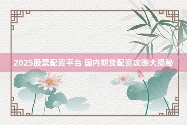2025股票配资平台 国内期货配资攻略大揭秘